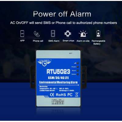 Power Failure Monitoring Control Alarm Wireless 4G 3G GSM SMS Temperature System RTU5023